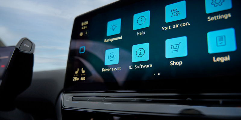 Menu of the infotainment system of a VW car can be seen