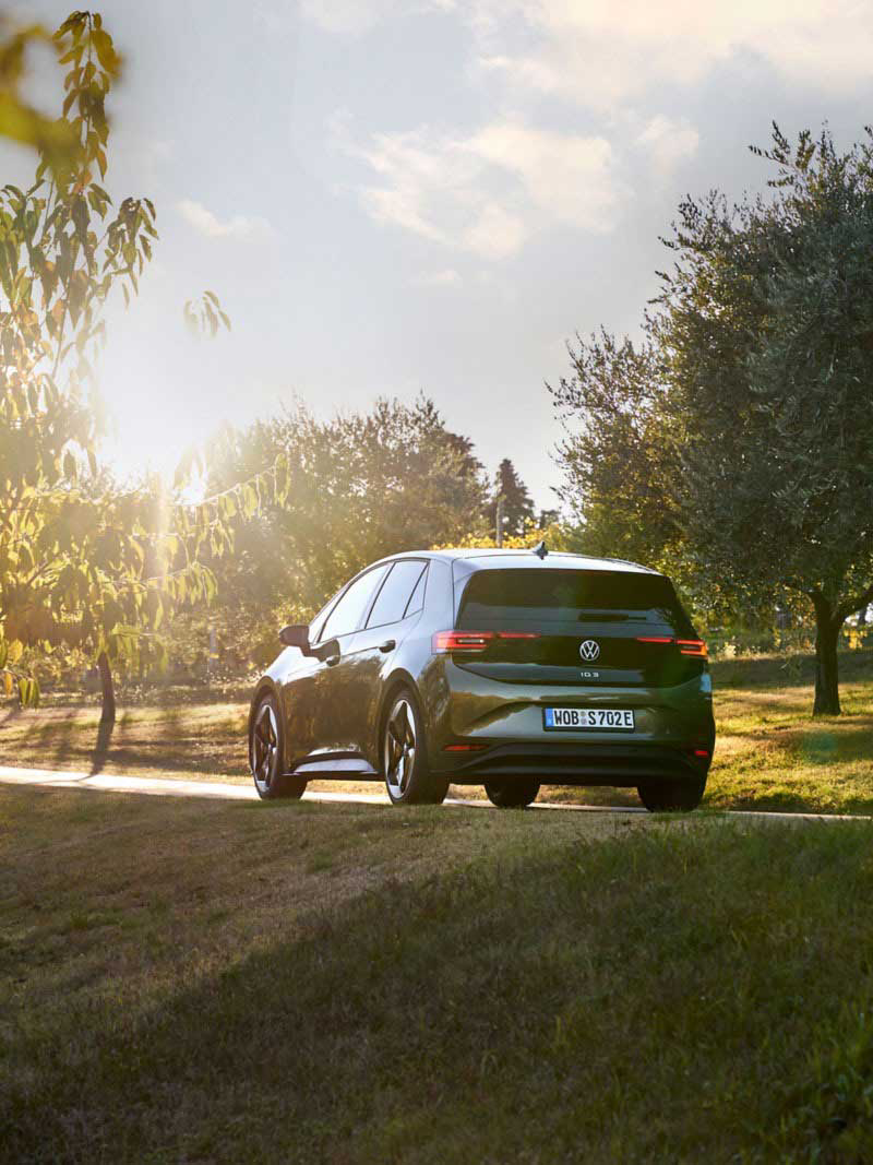 VW ID.3 on idyllic country road