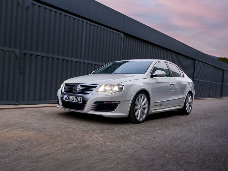 VW Passat B6 drives on the road