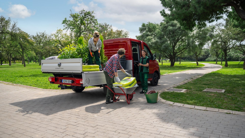 Volkswagen Crafter Cab Chassis used outside for gardening