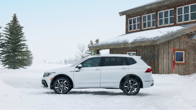 White Tiguan in snow