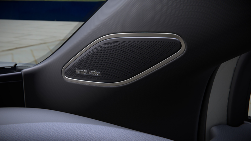 A close up photo of the Harman Kardon® Premium Audio system in the 2024 Volkswagen ID.4