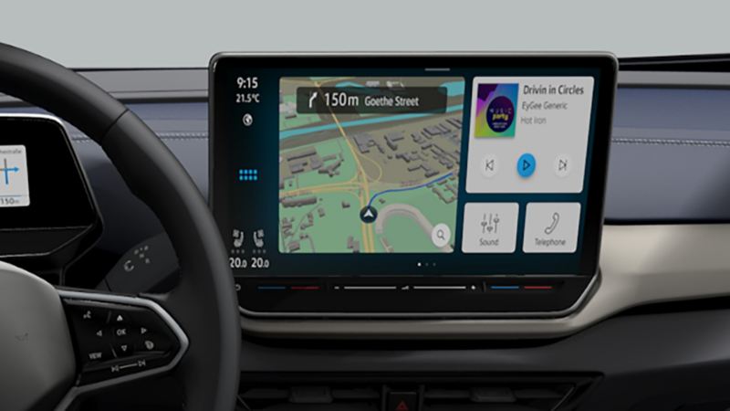 A close up photo of 12.9” infotainment display in the 2024 Volkswagen ID.4