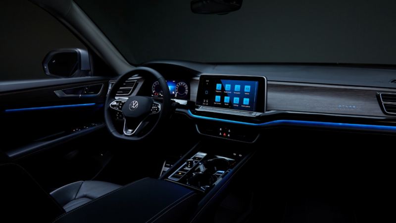 The 2024 Volkswagen Atlas interior featuring customizable interior ambient lighting