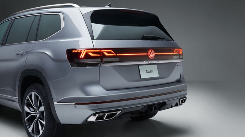The rear view on the grey 2024 Volkswagen Atlas