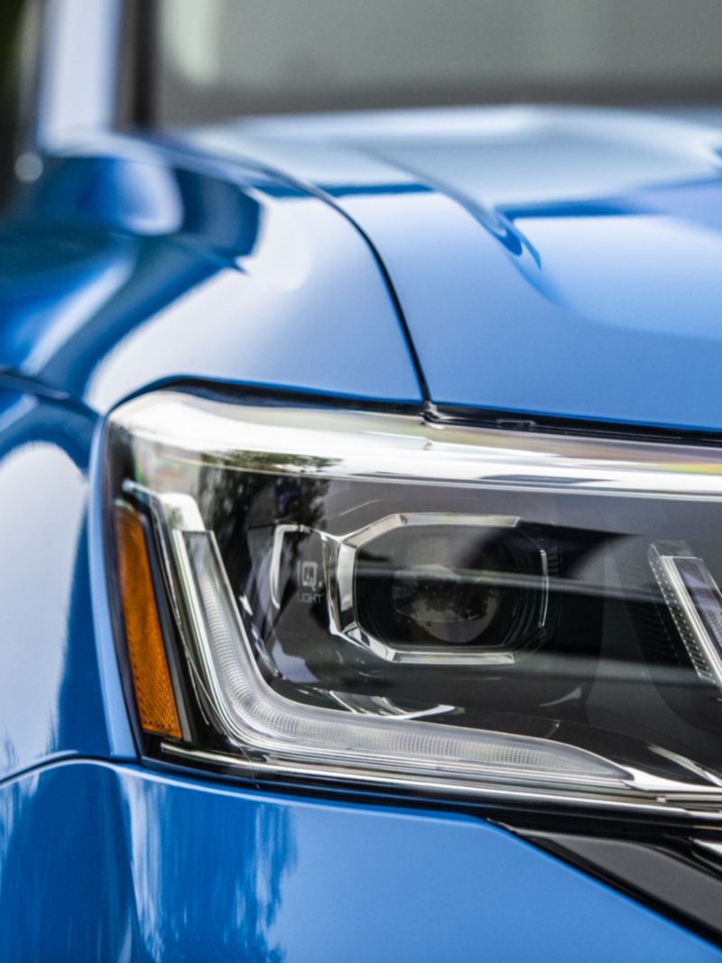A close-up photo of the 2024 Volkswagen Taos headlight