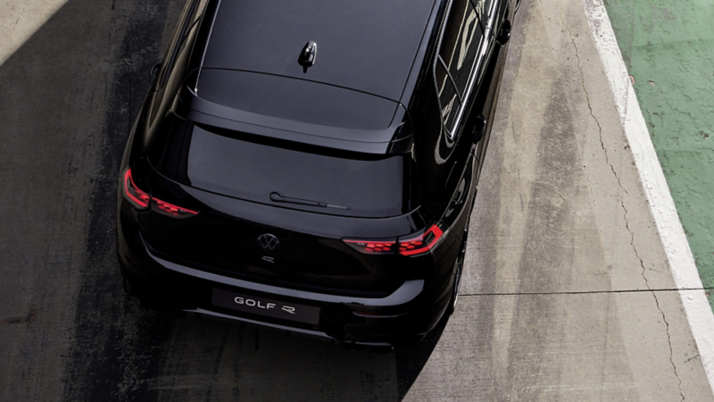 Black Volkswagen Golf R Black Edition rear view.