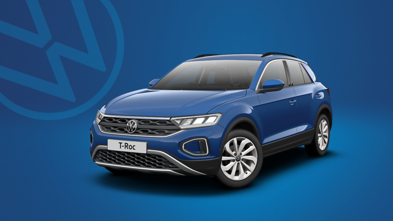 Image showing the T-Roc Match trim against a blue background.