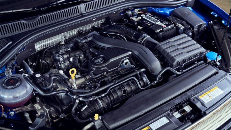 The TSI turbochargd engine of a 2022 VW Jetta