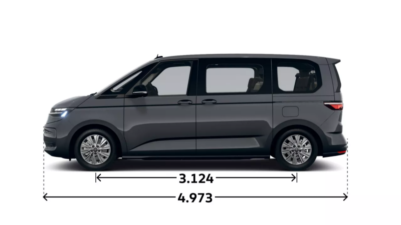 VW Multivan Life eHybrid widok z boku.