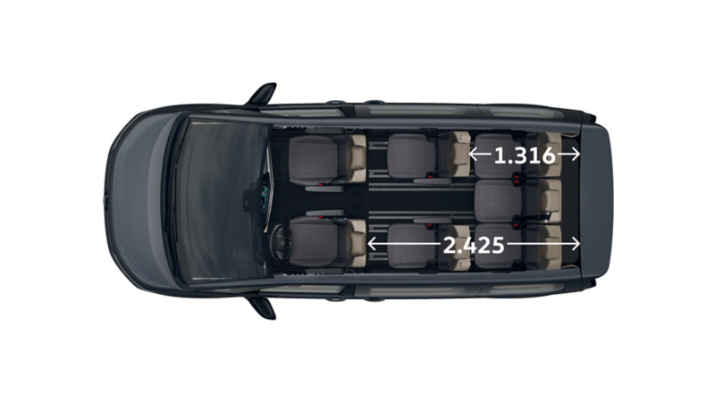 Måttskisser för nya VW Multivan familjebil laddhybrid