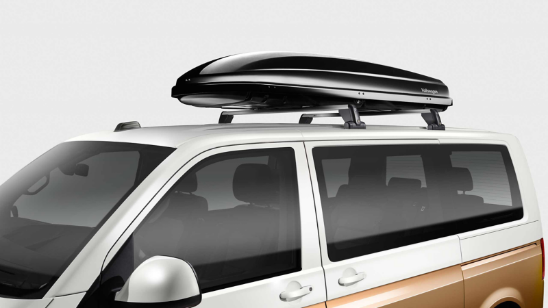 Hardshell Roof Rack Accessory on top of California Van