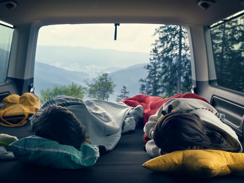 Sleeping inside the Volkswagen Multivan