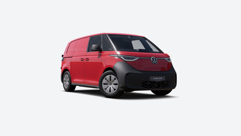 A VW ID. Buzz Cargo against a plain light grey background.