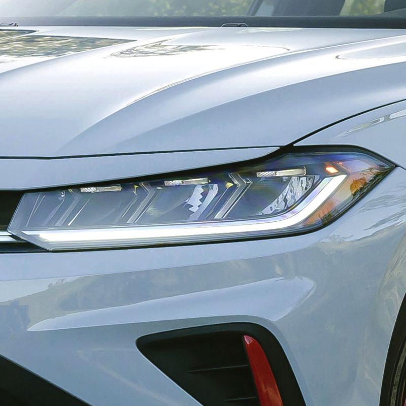 Close-up of the interior ambient lighting control screen in the 2025 Jetta GLI, showing color options.