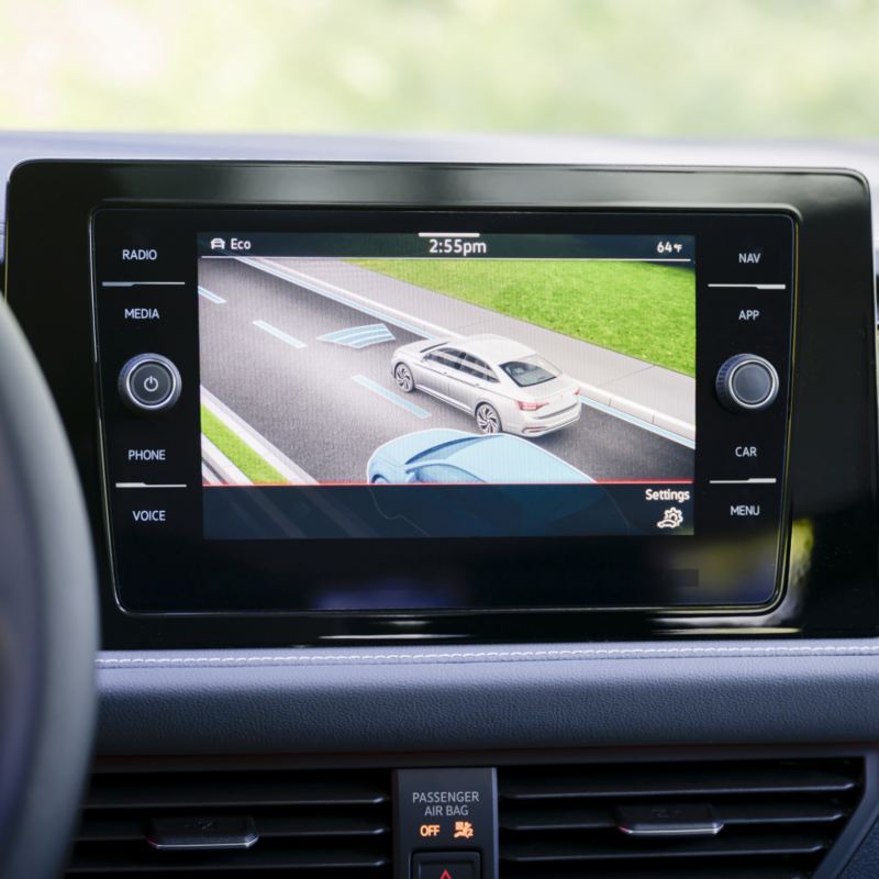 Close-up of the 2025 VW Jetta's touchscreen display, highlighting the new standard equipment feature.