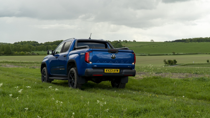 Exterior rear view of a VW Amarok.