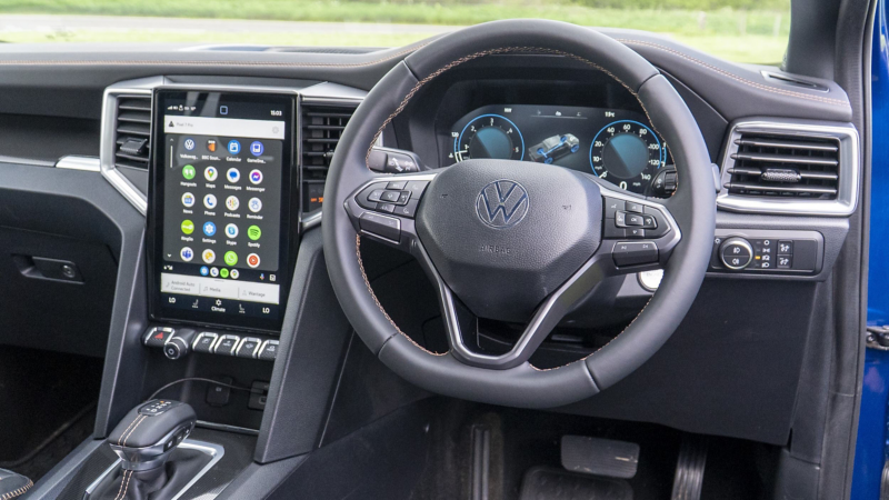 Interior driver cockpit of the VW Amarok