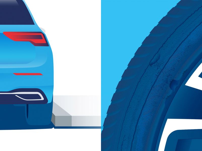 Illustration of the tyre damage: abrasion points