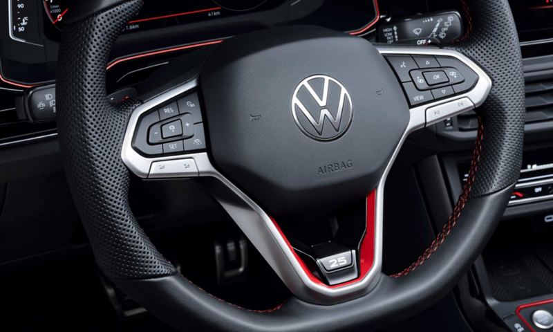 close up of a steering wheel