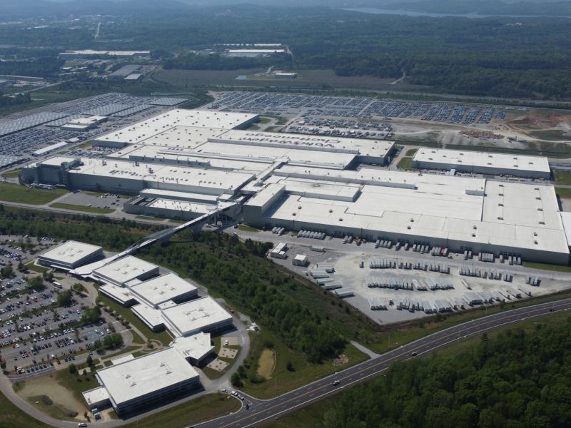 Aerial photo of VW Chattanooga manufacturing plant.