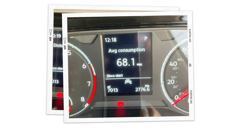A close-up of a speedometer