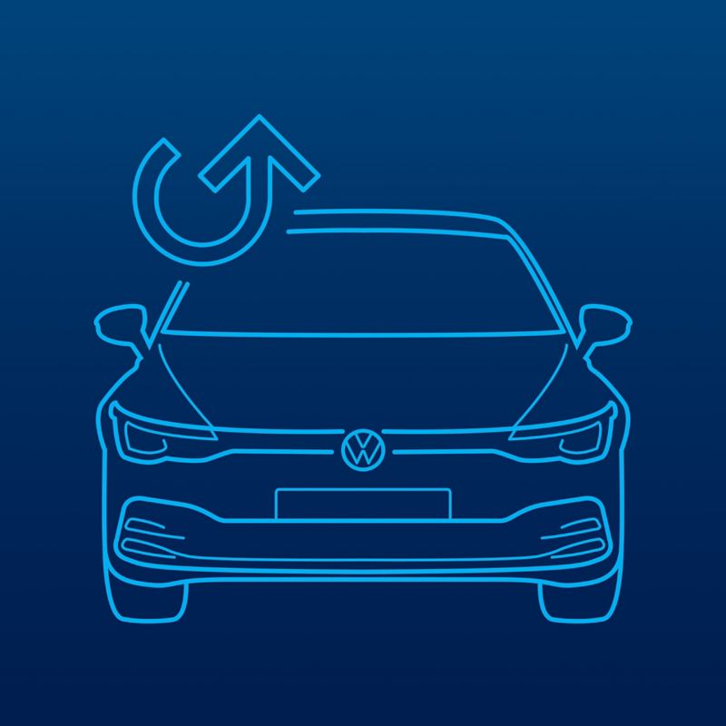 Illustration of a Volkswagen with an inventory logo