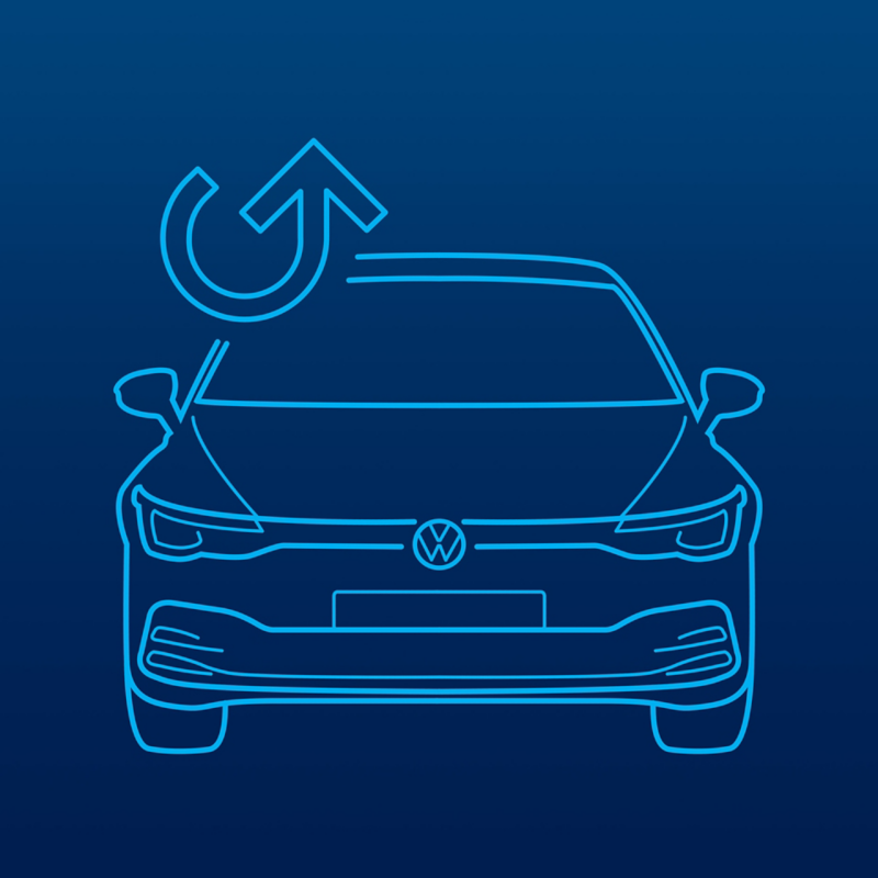 Illustration of a Volkswagen with an inventory logo