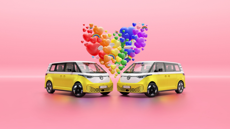 VW Pride - with two VW ID.Buzz vehicles and balloons