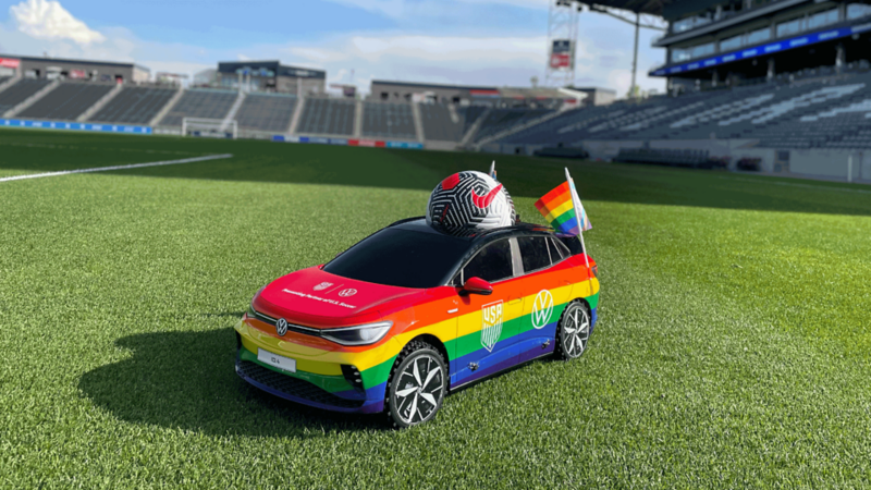 Limited edition pre-match top with a PRIDE inspired VW logo.