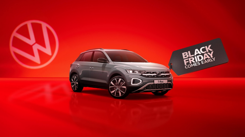 T-Roc on a red background