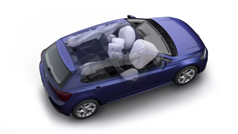 Ilustración de los airbags de un vehículo VW.