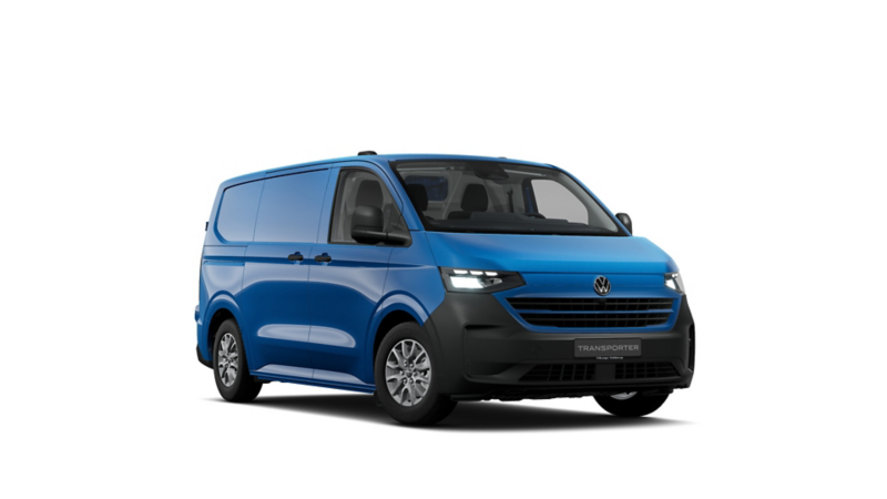 EL render de un VW Transporter en color Mid Blue Metalizado
