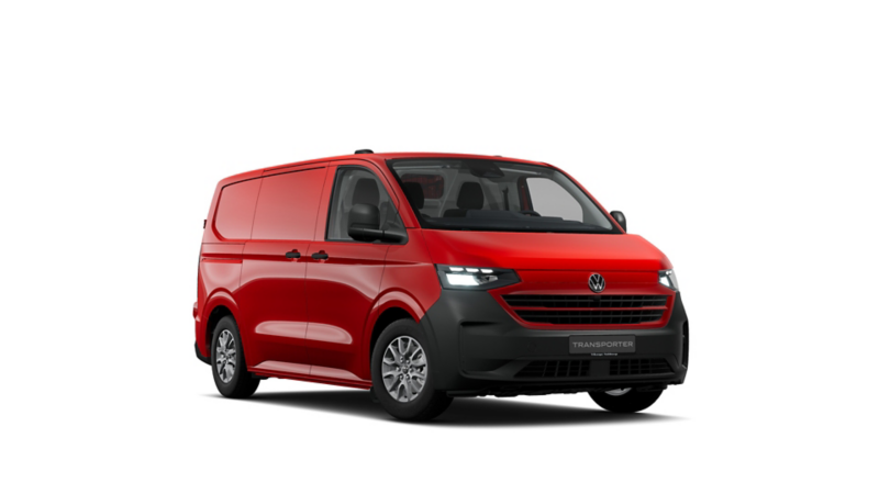 EL render de un VW Transporter en color Intensive Red