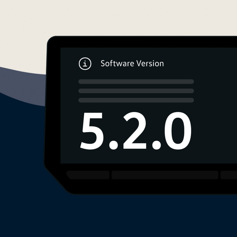 Stiliseret display med softwareversion 5.2.0