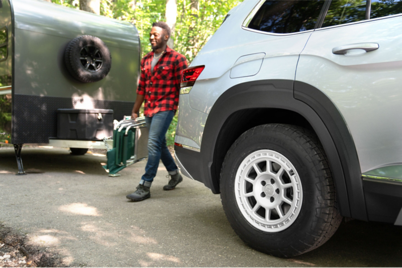 Wheel of the VW Atlas Base Camp model.