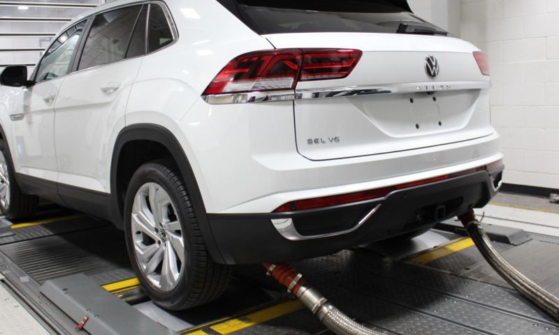 VW vehicle undergoing diagnostic test.