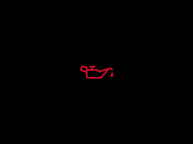Red engine oil level warning light