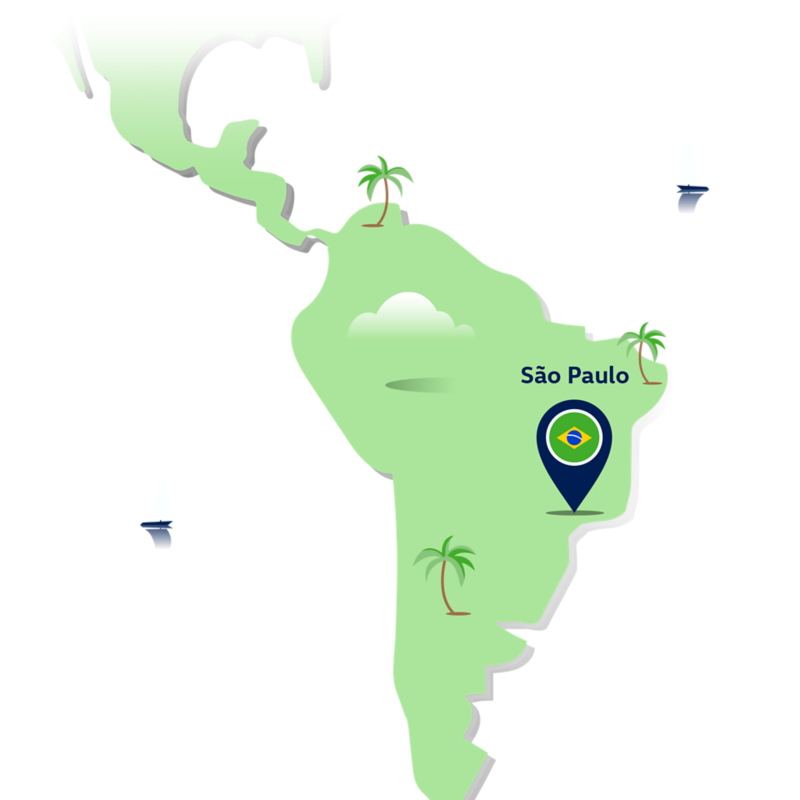 Stylised map of a Volkswagen location in Brazil