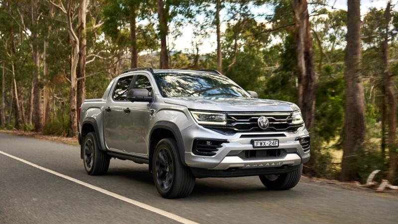 Silver Amarok Walkinshaw driving through bushland