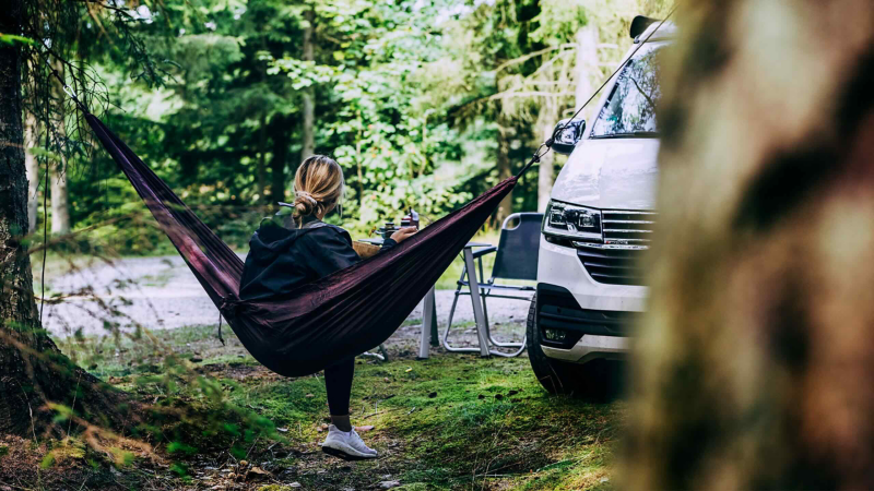 Relaxing in the hammock.