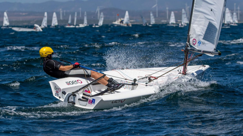 Photo showing a person sailing. 