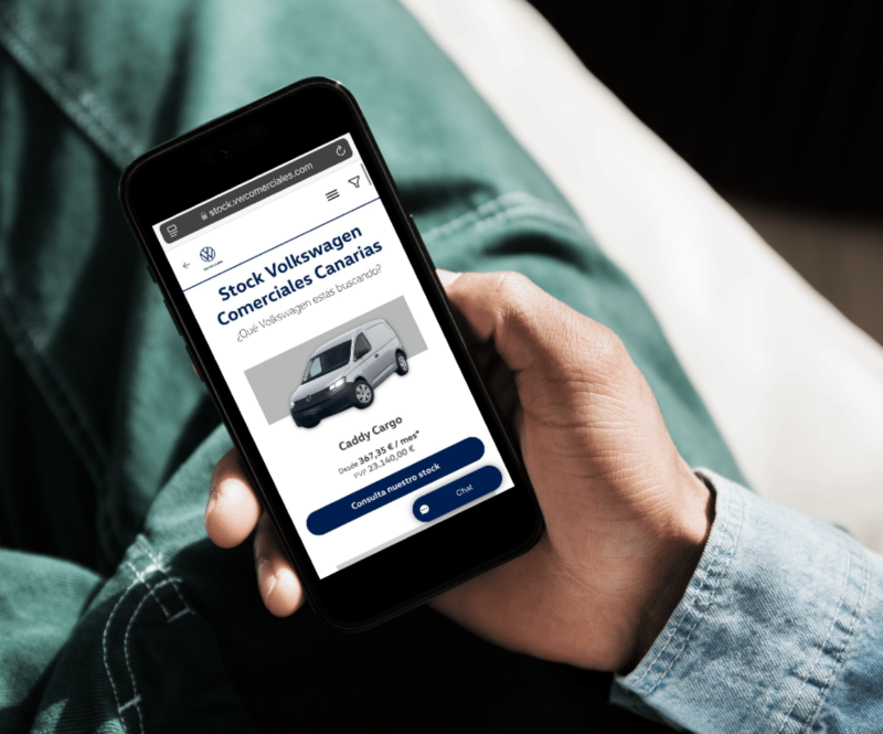 Página web del buscador de stock de Volkswagen comerciales