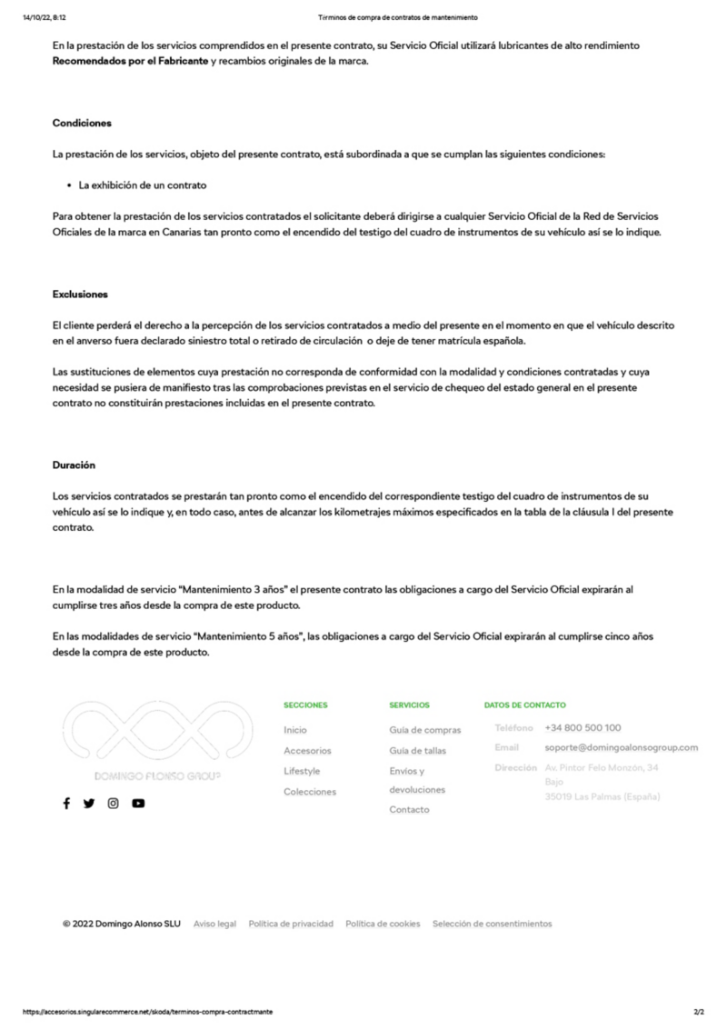 términos contrato mantenimiento