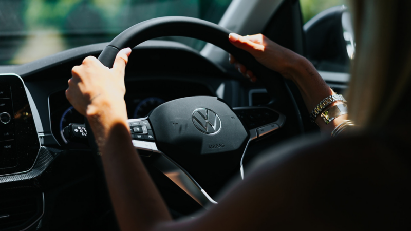 Steering wheel close up