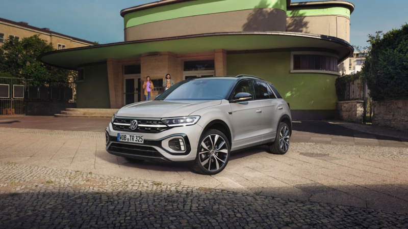 A grey T-Roc parked up