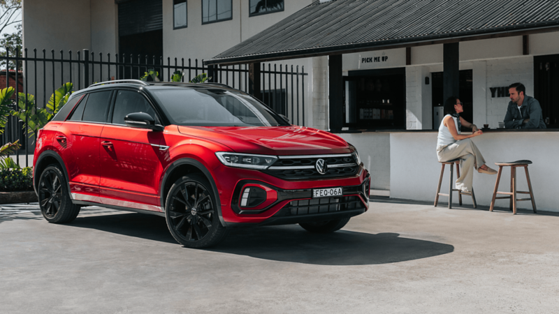 Red T-Roc parked