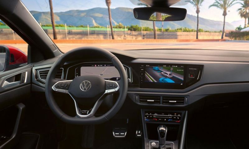 VW Taigo Interior: view of the digital cockpit and multifunction steering wheel