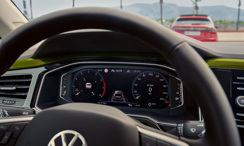 Intérieur de la VW Taigo : vue du Digital Cockpit et du volant multifonction