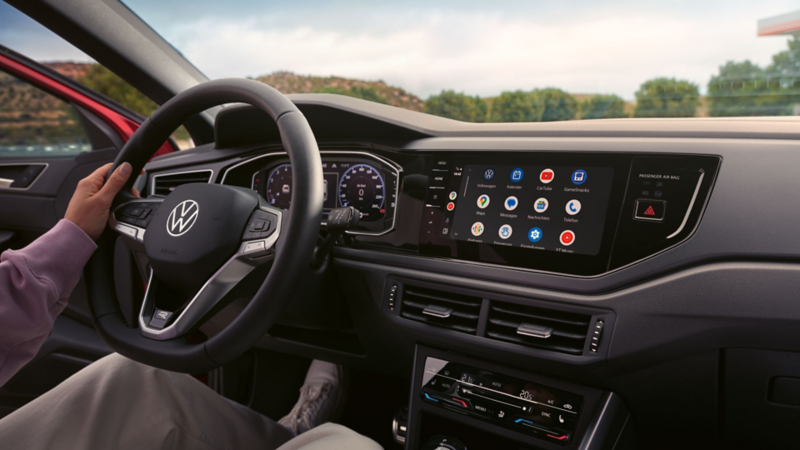 Detailed view of the optional Discover Media navigation system in the VW Taigo